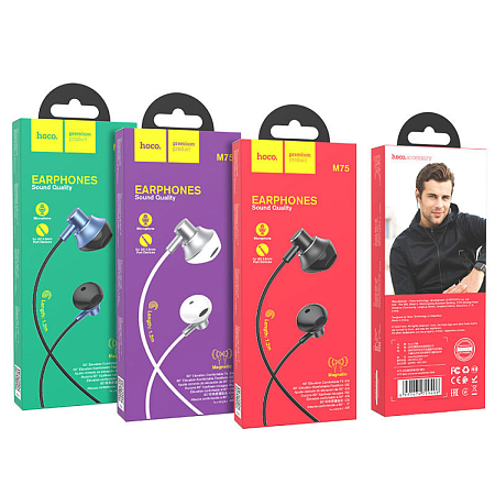 Проводные наушники M75 Belle Universal earphones, HOCO, белые