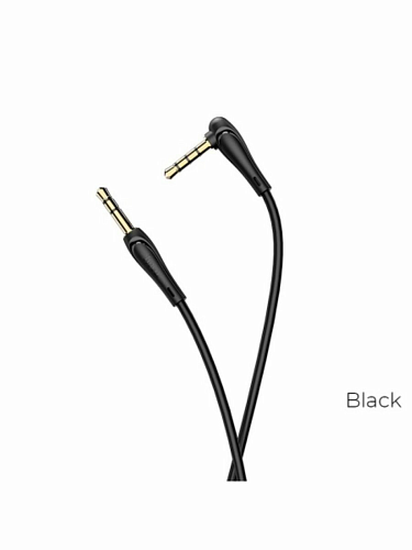 AUX Audio кабель 3,5 мм, UPA15, HOCO, угловой, черный