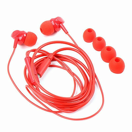 Проводные наушники M14 Universal Earphone, вакуумные с микрофоном, HOCO, красные