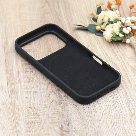 Чехол-накладка для iPhone 17 Pro Max, Silicon Case, магнитный (MagSafe), с дизайном, без лого, X-CASE, черный