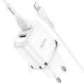 Сетевое зарядное устройство, 2 USB 2.4A 12W (N4), HOCO, Lightning, Умная зарядка, белый