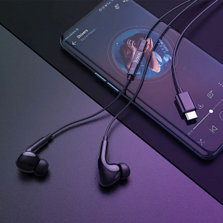 Проводные наушники M1 Pro, Type-C, HOCO, вакуумные с микрофоном, черные