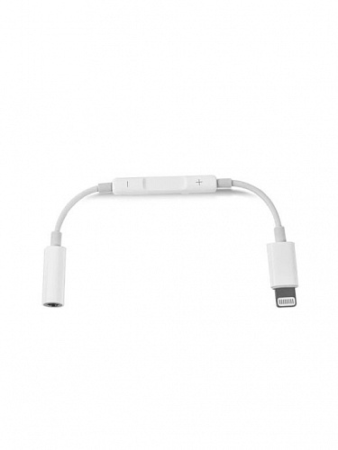 Переходник Lightning to наушники Jack, MH020, с bluetooth, музыка+разговор+кнопки регулировки громкости, белый