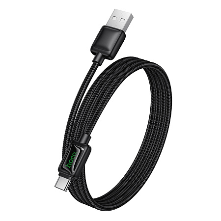USB Кабель Type-C, HOCO, U146, 1.2 метра, с дисплеем, цвет черный, ток до 3А