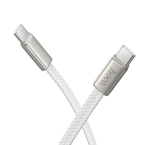 Кабель Type-C на Type-C, HOCO, X125, плетеный плоский, 1м, 60W, белый
