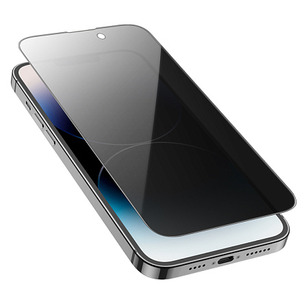 Защитное стекло для iPhone 15/16, G15, HOCO, Guardian shield series full-screen anti-spy tempered glass, черное