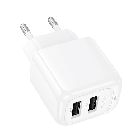 Сетевое зарядное устройство, 2 USB 2.4A (CS51A), HOCO, белый