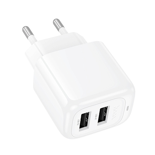 Сетевое зарядное устройство, 2 USB 2.4A (CS51A), HOCO, белый