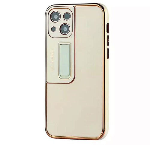 Чехол силиконовый для iPhone 13 (6.1), глянцевый с подставкой, X-CASE, белый