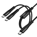Кабель с 1 Type-C на 2 Type-C, X123, HOCO, 5V 3A, цвет черный