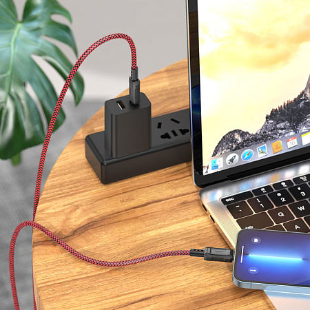 Кабель Lightning to Type-C (PD), HOCO, X94, 1м, 20W, красный