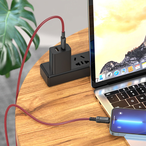 Кабель Lightning to Type-C (PD), HOCO, X94, 1м, 20W, красный