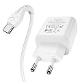 Сетевое зарядное устройство, 1 PD 20W + 1 USB 3.0 QC (N5), HOCO, Type-C to Type-C, белый