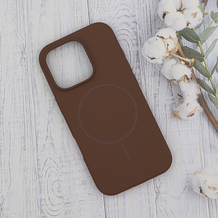 Чехол-накладка для iPhone 16 Pro Max, Silicon Case, магнитный (MagSafe), без лого, X-CASE, коричневый