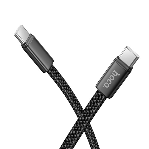 Кабель Type-C на Type-C, HOCO, X125, плетеный плоский, 1м, 60W, черный