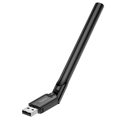 Адаптер WiFi4 USB, HI32, HOCO, антенна, черный