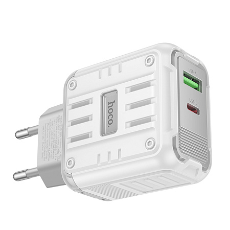 Сетевое зарядное устройство, 1 PD 45W + 1 USB 3.0 QC (C136A), HOCO, белый