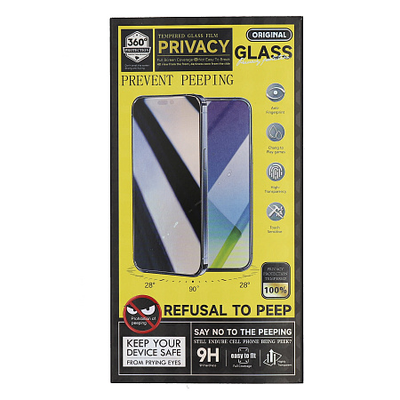 Защитное стекло на iPhone 16 Pro, Privacy, черное, X-CASE