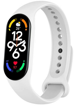 Ремешок на руку для Mi band 5/6/7, силиконовый, белый