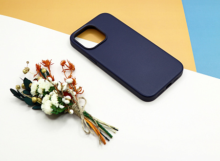 Чехол силиконовый для iPhone 14 Pro Max (6.7), Магнитный (MagSafe), экокожа, X-CASE, синий