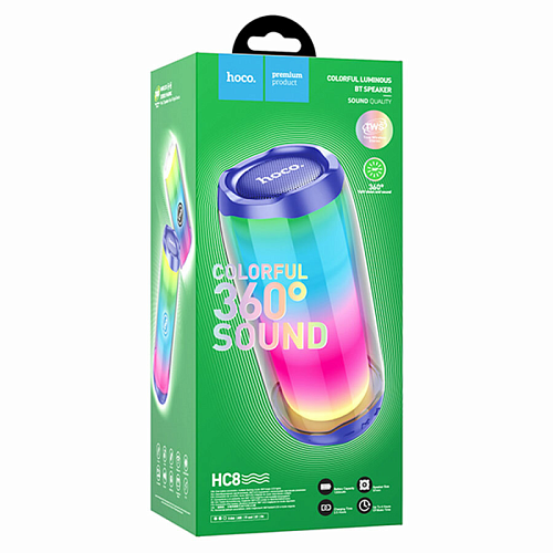 Колонка HC8 Pulsating colorful, Светится во время работы, HOCO, синий