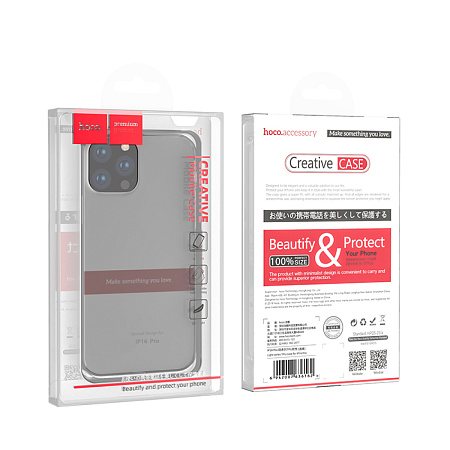 Чехол силиконовый для iPhone 16 Pro, Light series TPU, HOCO, черный