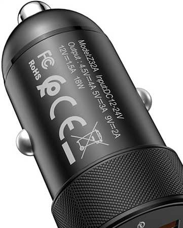 Автомобильное зарядное устройство, 1 USB 18W, QC3.0 (Z32A), HOCO, черный