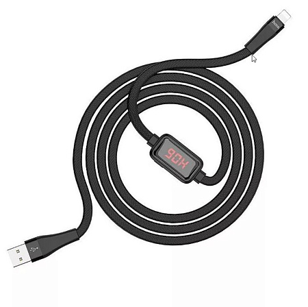 USB дата кабель Lightning, HOCO, S4 with timing display, черный