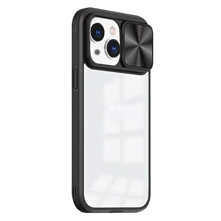 Чехол силиконовый для iPhone 14 (6.1), с выдвижной защитой камеры, X-CASE, черный