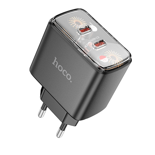 Сетевое зарядное устройство, 2 PD 45W (CS43A), HOCO, черный
