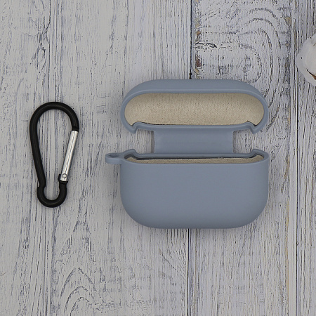 Чехол силиконовый для Airpods Pro/Pro 2, X-CASE, светло-голубой с карабином