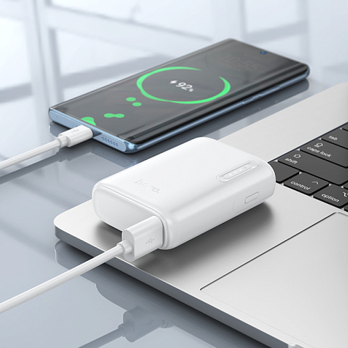Универсальный Доп. Аккумулятор 5000mAh, J158, HOCO, выход: 1 USB: 5V/2, белый