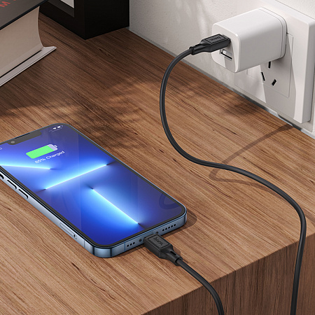 Кабель Lightning to Type-C (PD), HOCO, X90, 1м, силиконовый, черный