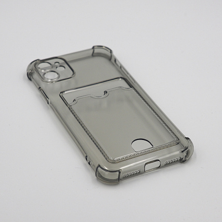 Чехол силиконовый для iPhone 11 (6.1), с карманом для карты, с защитой камеры, X-CASE, затемненный