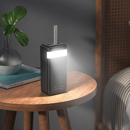 Универсальный Доп. Аккумулятор 60000mAh, J86B, HOCO, выход 2 USB +1 PD (20W), вход Micro/Type-C, с дисплеем, черный