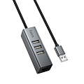 USB Хаб (HB1D) c 1 USB на 3 USB+RJ45, HOCO, скорость передачи: до 480 Мбит/с, серый