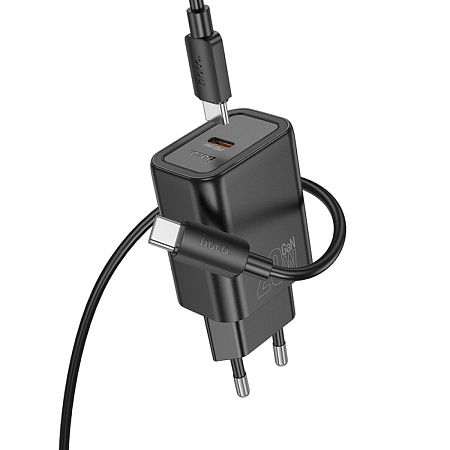 Сетевое зарядное устройство, 1 PD 20W (N60), HOCO, Type-C to Type-C, черный