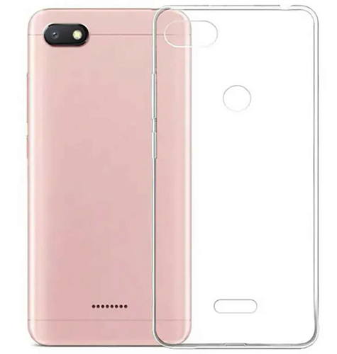 Чехол силиконовый для Xiaomi Redmi 6, прозрачный (с отпечатком)