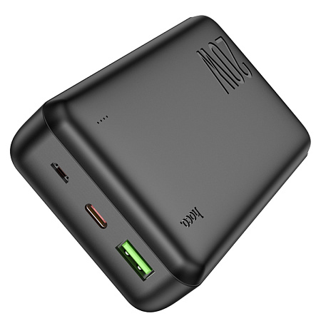 Универсальный Доп. Аккумулятор 20000mAh, J87A, HOCO, выход 1 USB (18W), 1 PD (20W), вход Micro/Type-C, черный
