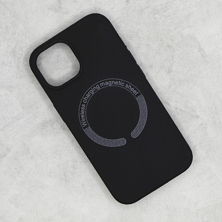 Чехол-накладка для iPhone 15 Plus, Silicon Case, магнитный (MagSafe), без лого, X-CASE, черный