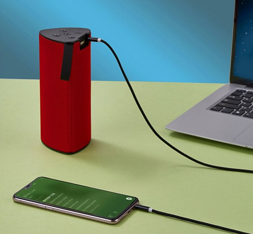 AUX Audio кабель 3,5 мм, текстильный, 2 метра, черный