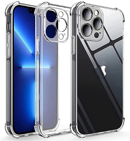 Чехол силиконовый для iPhone 13 Pro Max (6.7), усиленные края, с защитой камеры, X-CASE, прозрачный