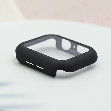 Защитное стекло с чехлом для Apple Watch 41mm, ударопрочный, цвет черный
