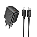 Сетевое зарядное устройство, 1 PD 25W (CS24A), HOCO, Type-C to Lightning, черный