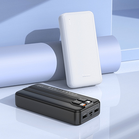 Универсальный Доп. Аккумулятор 20000mAh, J118A, HOCO, выход: 2 USB (5V/2A)+кабель Lightning/Type-C, черный
