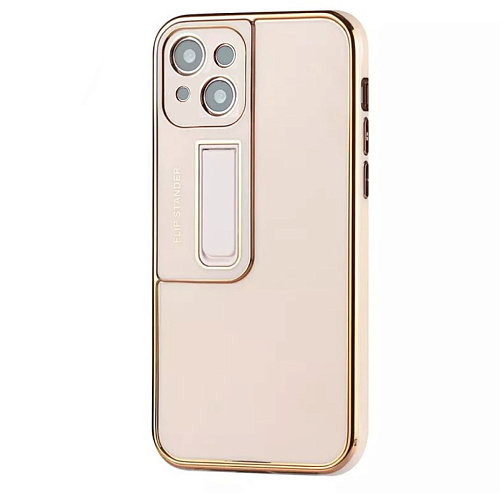 Чехол силиконовый для iPhone 13 (6.1), глянцевый с подставкой, X-CASE, розовый