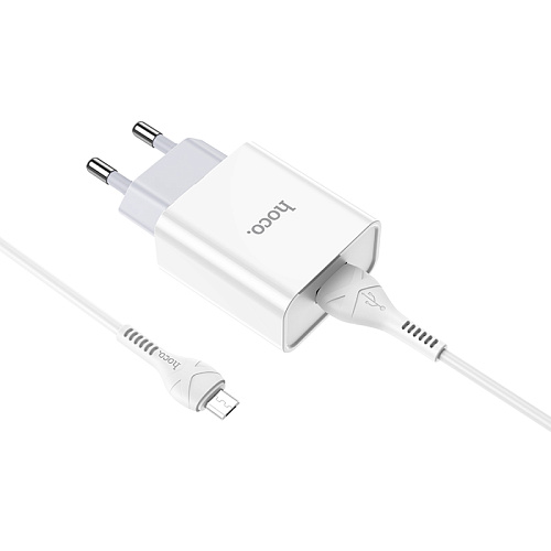 Сетевое зарядное устройство, 1 USB 2.1A (C81A), HOCO, Micro, белый