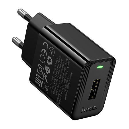 Сетевое зарядное устройство, 1 USB 2.1A (CS91A), HOCO, черный