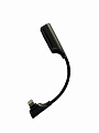 Переходник Lightning to наушники Lightning+зарядка, угловой со шнуром, без bluetooth, музыка+зарядка, металл черный