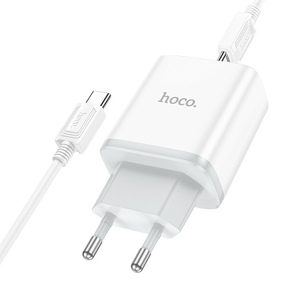Сетевое зарядное устройство, 1 PD 20W + 1 USB 3.0 QC (C105A), HOCO, Type-C to Type-C, белый